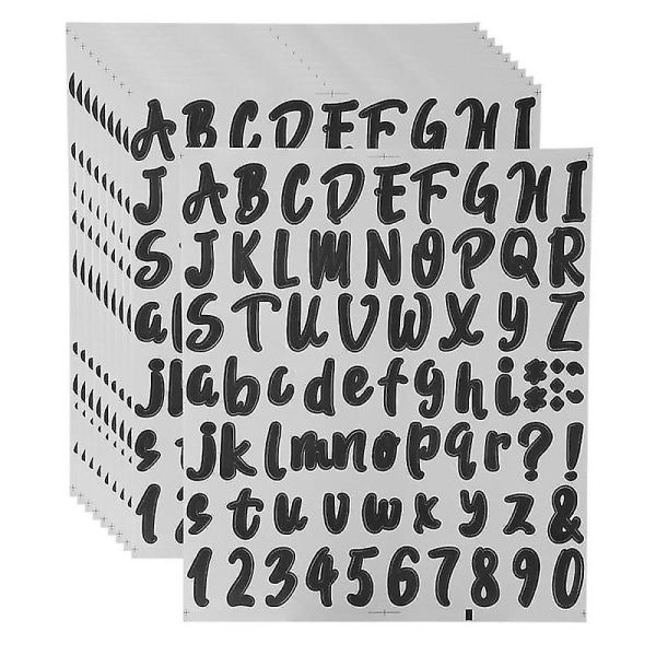720 stykker 10 ark Selvklæbende vinylklistermærke, alfabetbogstavsnummerklistermærker til postkasse, dør