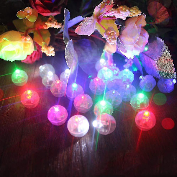 50 st Mini Led-lampor Ballonger Papperslyktor Lampor Trådlös Flashboll Lam (färgglad)