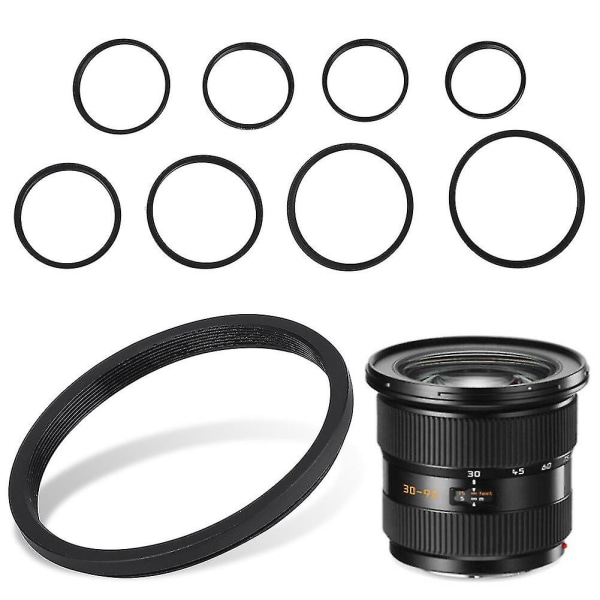 8 stk. Metal Step Up Ringe Universal Linsfilter Adapter Sæt - Alsidigt Kamera Udstyr