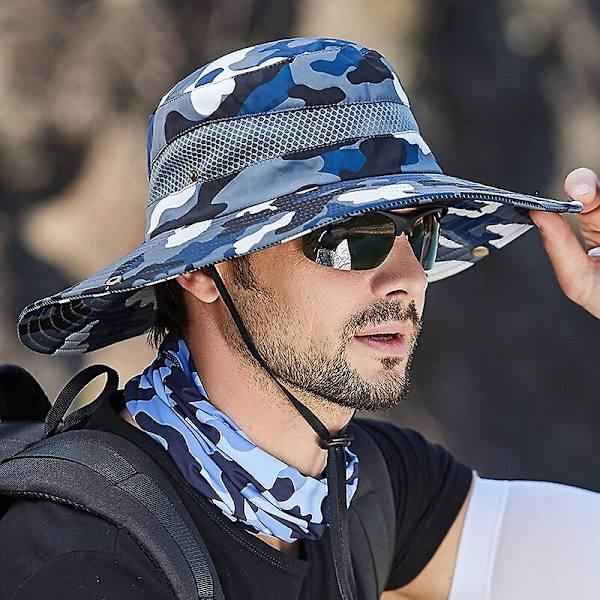 Udendørs Fiskerhat Camouflage Boonie Jungle Bredbremmet Mesh Hat Camouflage Hat