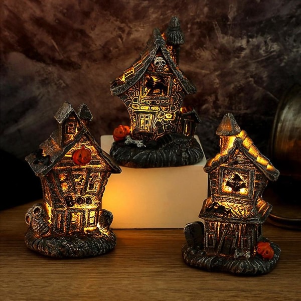 Konstgjord Halloween-skalle Spökhus Resin Pumpa Skelett Spooky Prop Castle