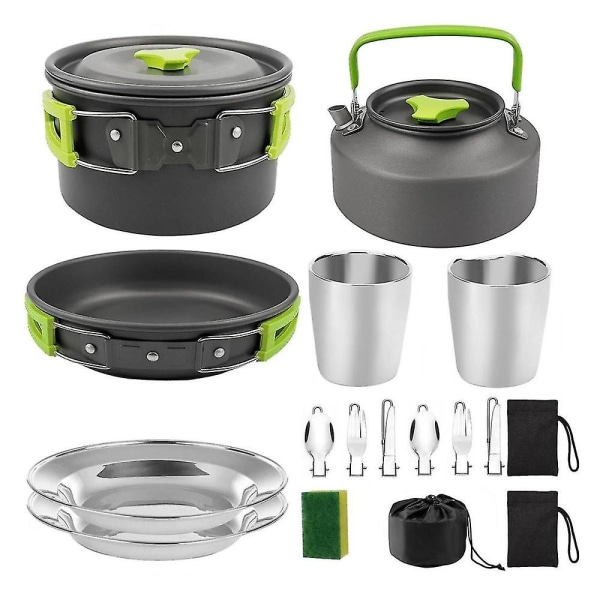 Camping Köksredskap Bärbar Gryta Panna Kopp Teport Set Fällbar Utomhus Matlagning Set Vandring Picknick Bordsskiva