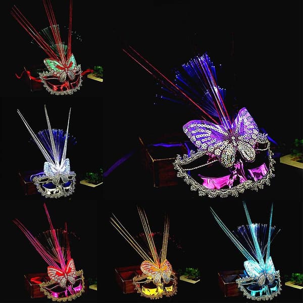 Halloween LED Butterfly Maske til Julefest Makeup Fest Tilbehør