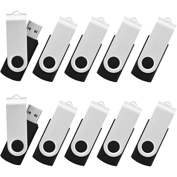 10 pakkauksen USB -muistitikku, 8 Gt:n muistitikku, USB2.0-muistitikku, kääntyvä flash-asema, muistitikut, Memory Stick, musta