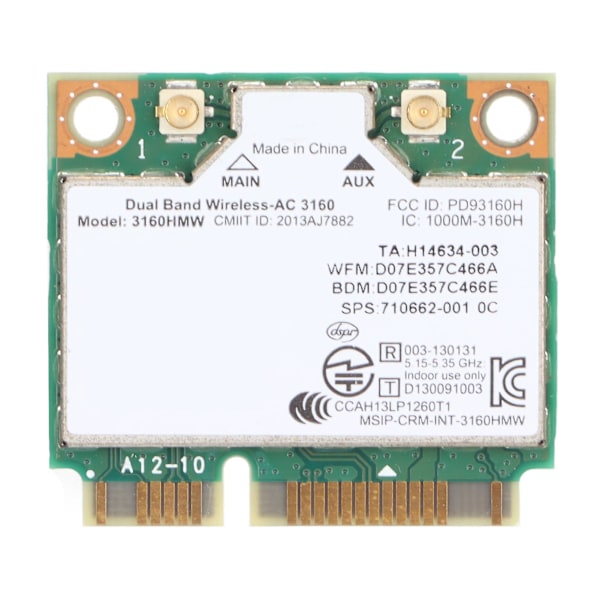 Dual Band Mini PCIE Trådlöst Nätverkskort 802.11a/b/g/n/ac med 433Mbps Kapacitet