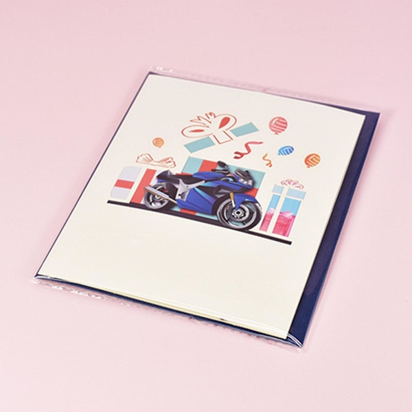 3D Pop-up-kort Håndlaget Motorsykkel Gratulasjonskort for Alle Anledninger Farsdag