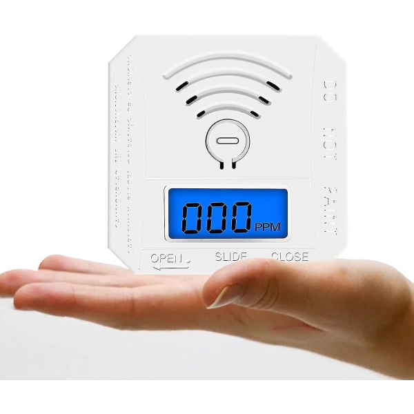 Mini karbonmonoksiddetektor - co-alarm med digitalt display og lydalarm