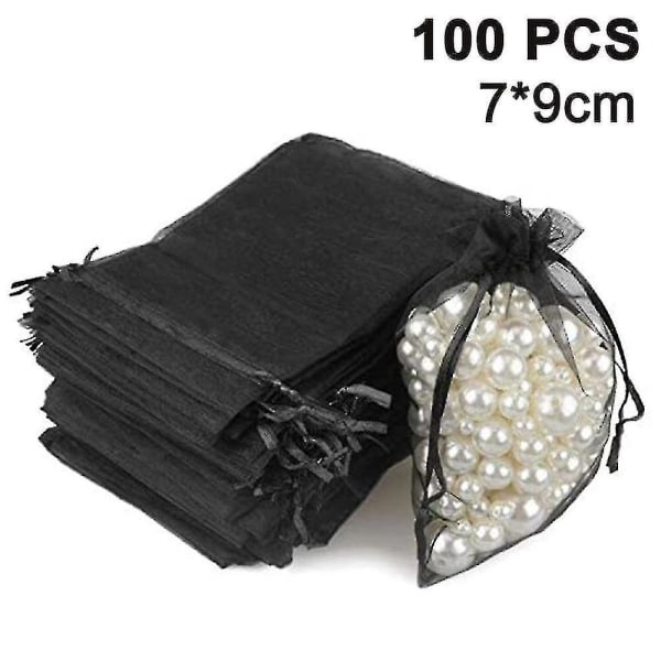 100 stk gennemsigtige smykkeposer med snoretræk Gaveposer med snoretræk