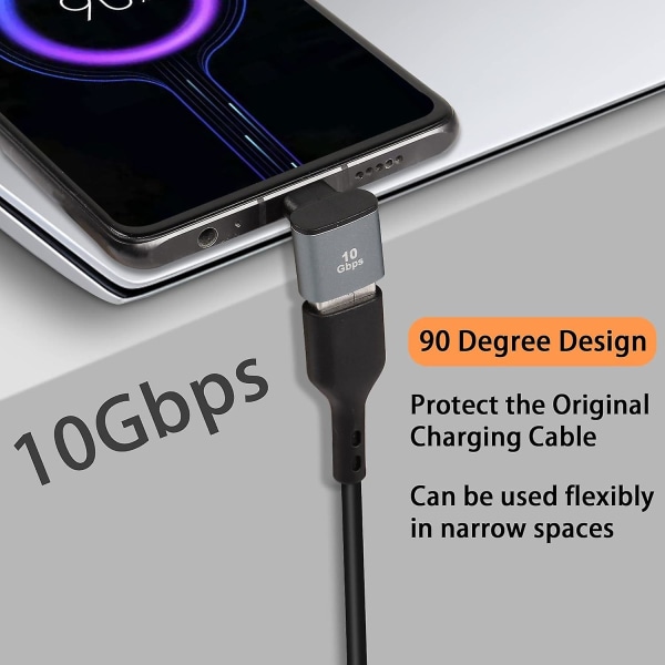 90 graders vinkel USB C til USB 3.1-adapter OTG 10 Gbps Type C Hann til USB 3.1 Hunn rettvinklet par