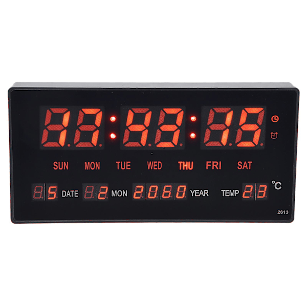 LED digital veggklokke - enkel bordkalender for soverom, nattbord, kontor - 100-240V EU-plugg