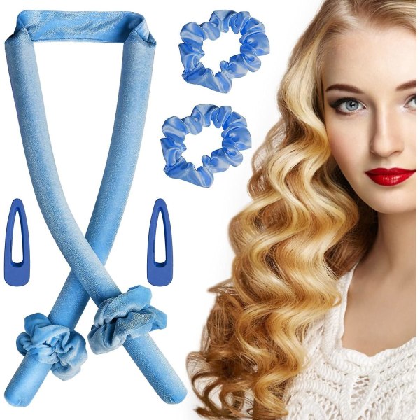 Heatless Hair Curler (Blå), Heatless Hair Curlers Velvet Heatless Hair Roller Heatless Curling Rod He