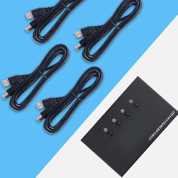 4 portars KVM VGA-switchhubb USB 2.0 PC-delning Datorväxel för skrivare PC