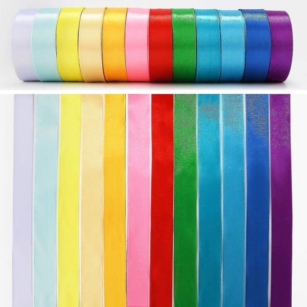 12 väriä 22m X (23mm-27mm) satiininauha lahja nauha rusetti nauha kangas nauha Deco nauha kangasnauha