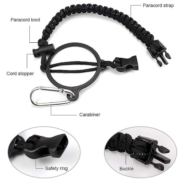Paracord-kahvahihna leveäsuiseen vesipulloon - ulkoilmaselviytymiseen, vaellukseen, matkustamiseen