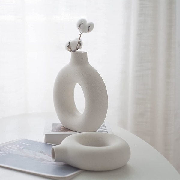 Modern Keramisk Vas, Heminredning Minimalistisk Deko Vit Vegetarisk Keramisk Blomkruka