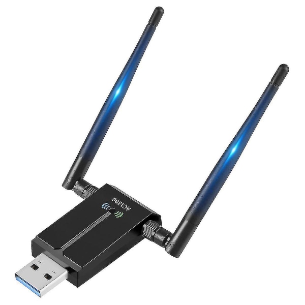 1300 mbps pitkän kantaman USB-wifi-sovitin PC-työpöydälle ja kannettavalle tietokoneelle, USB-langaton sovitin kaksoiskaistainen 2,4 GHz 5