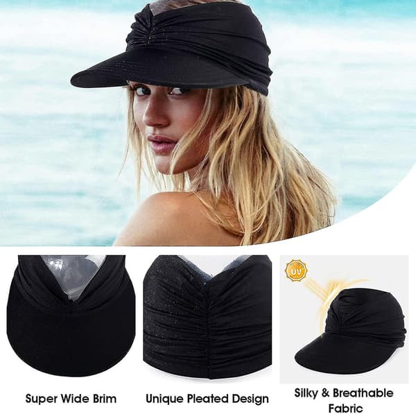 Kvindernes Sport Sol Visor Hatte, Tom Top Baseball Sol Cap, Bred Skygge Elastisk Kvindernes Solhatte Med UV-beskyttelse black