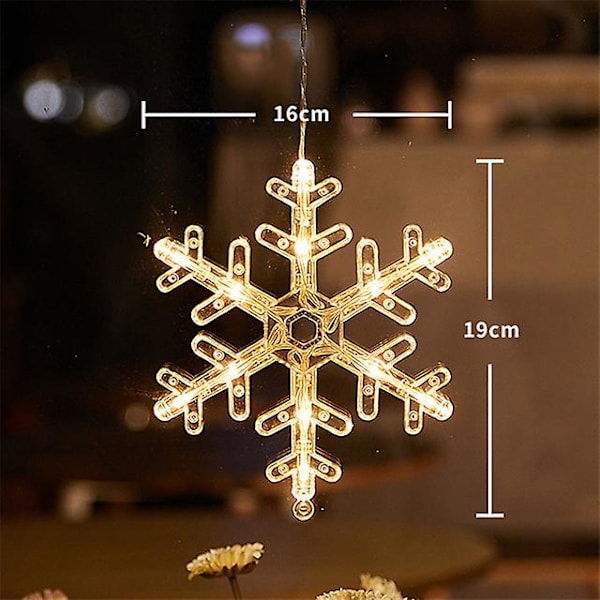 Jul LED-ljus snöflinga tomte hängande sugkopp lampa fönsterprydnader dekoration för hem Xmas Navidad 2023 nyårsdekor 4