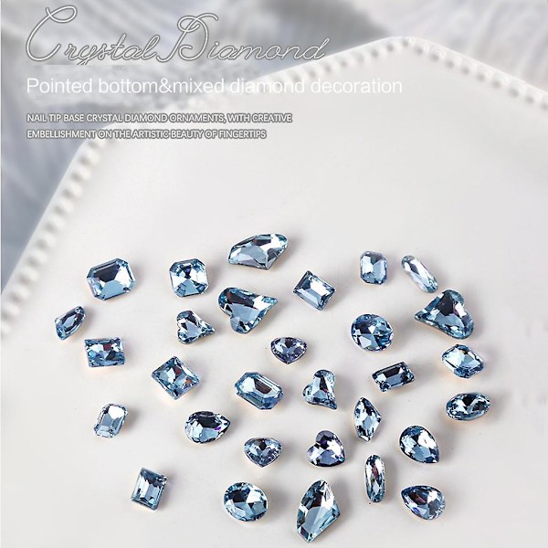 Krystal Negle Rhinestones Klar Negle Stene Blandede Former Spidse Bag Rhinestones Diamant Stene Til Neglekunst Tilbehør G