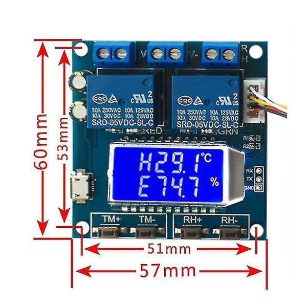 Fuktighets- og temperaturkontroller LCD digital dobbel utgang automatisk konstant regulatortavle