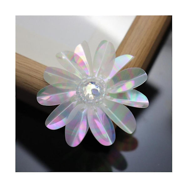 6 stk Perlemor 2 1/2 tommers Sekvensblomster Rhinestones Beading Applique, Krystall Beading Blomst Appl