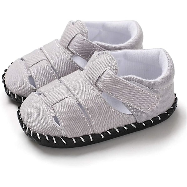 Baby Pojkar Flickor Sommar Sandaler Mjuk Sula Canvas Stängd Tå Småbarn Spädbarn Utomhus Promenadskor d grey 12-18 months toddler