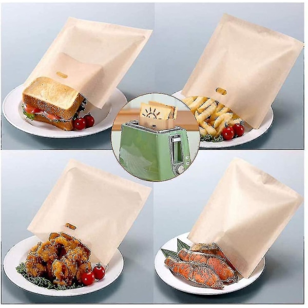 Non-stick genanvendelig brødristerpose, 6 vaskbare teflon toastposer, 16*16,5 cm