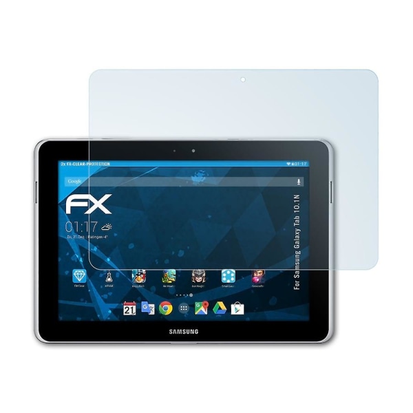 atFoliX 2x beskyttelsesfolie kompatibel med Samsung Galaxy Tab 10.1N Displaybeskyttelsesfolie klar
