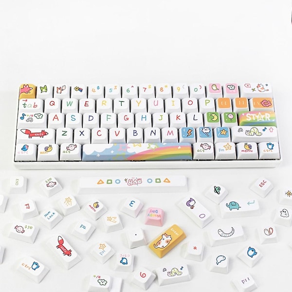 127 tangenter Pbt Keycaps Xda profil Dye-sub söta djur tecknad tema Keycap set