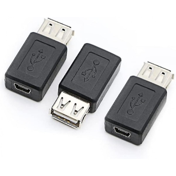 USB 2.0 A naaras - USB B Mini 5 Pin naarassovitinmuunnin, tukee 2.0 tiedonsiirtoa