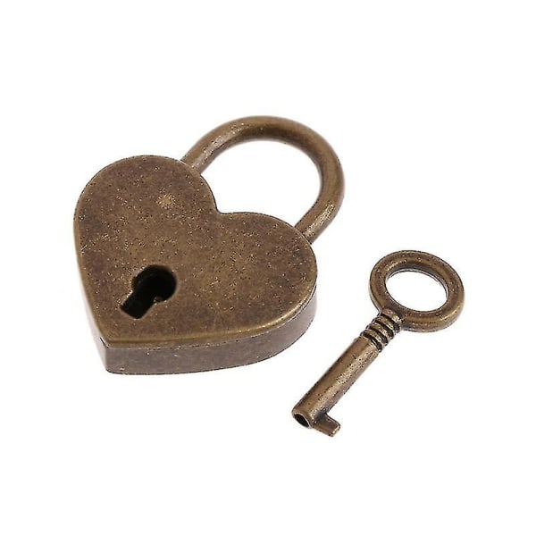 Hjerteform Vintage gammel antik stil Mini Archaize hængelåse Nøglelås med nøgle