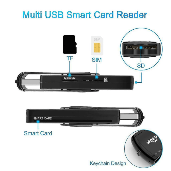 Usb 2.0 Dod Multifunktions Smart Card-läsare för stationära och mobila enheter