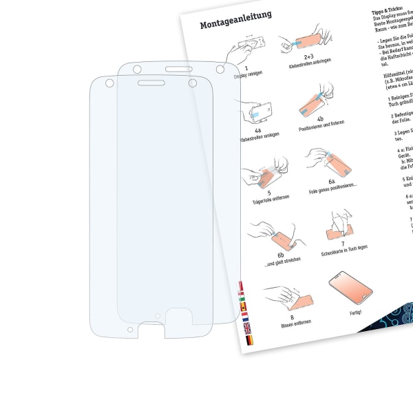 Bruni 2x Schutzfolie yhteensopiva Lenovo Motorola Moto X4 Folie kanssa