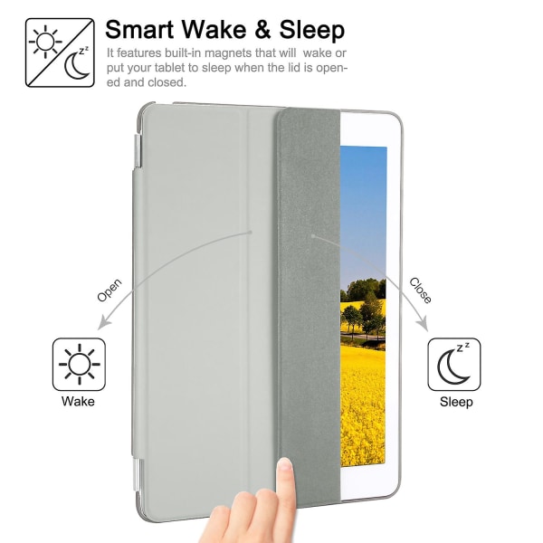 Smart Magnetic Stand Læder Taske Hard Back Cover Til Apple Ipad 2017 9,7" Gery