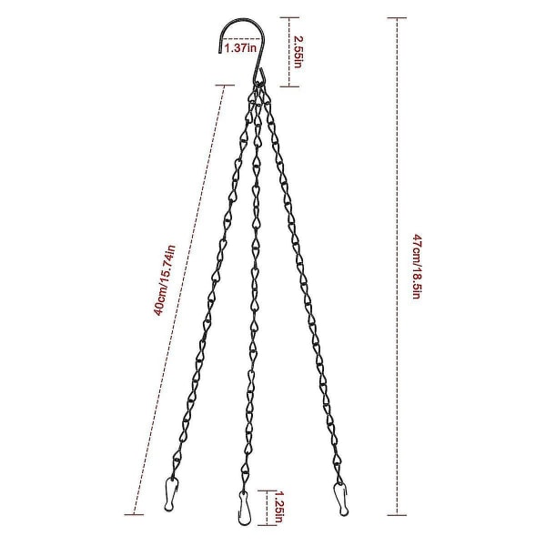 3 stk. plantepotte hængende kæde med 3 kæde kroge