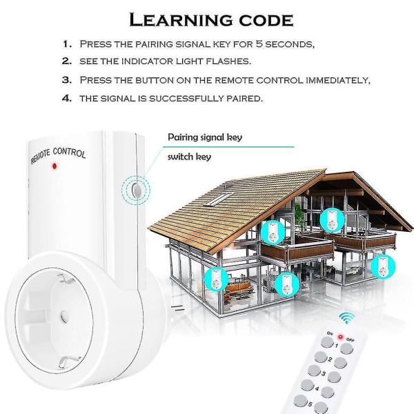 Socket - Europeisk standard 9938g fjernkontroll stikkontakt fjernkontroll bryter stikkontakt læring stikkontakt fjernkontroll stikkontakt (5stk) Sl