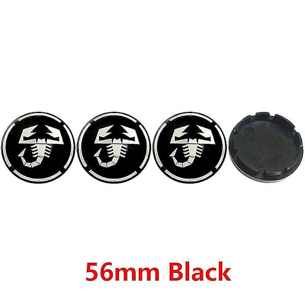 4 stk. 56mm 60mm Hjulnavkapsler til Abarth Fælge Dæksler Klistermærker Dekal Bilstylning 4pcs 56mm black