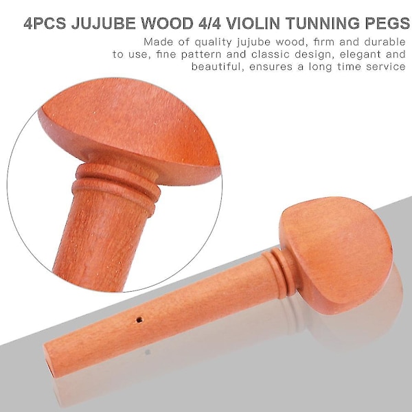 4/4 Fiolin Jujube Tre Tuning Pegs Reservedeler - Sett med 4