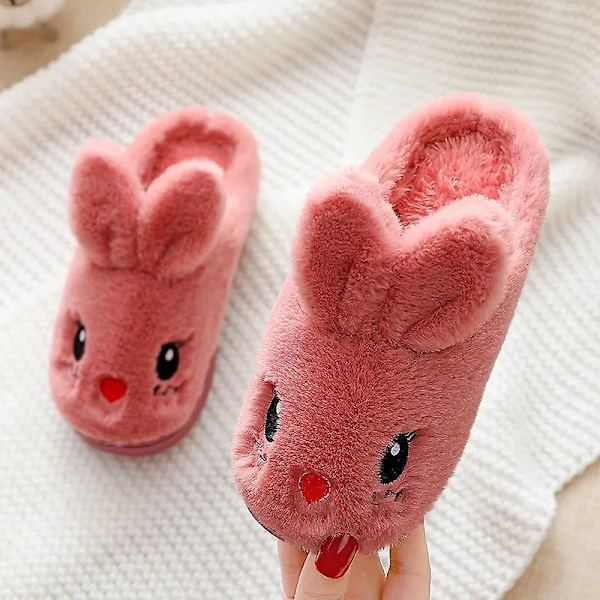 Söpöt lasten puuvillaiset tohvelit Pojat Tytöt Liukumattomat Pehmoiset fleece-kengät-Punainen red 26/27