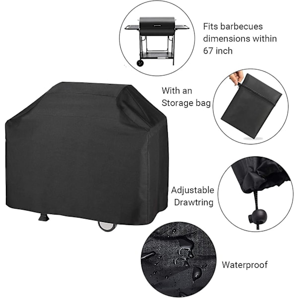 Grillöverdrag, robust Oxford-tyg, vattentätt, dammtätt och anti-uv, grillöverdrag för utomhusbruk (190x71x117cm)