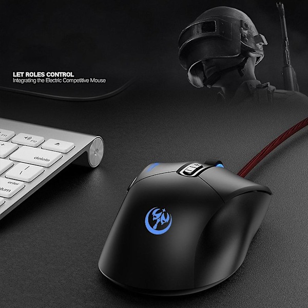 RGB Gaming Mus Kabelbunden Programmerbar Ergonomisk USB Möss 3200 Dpi 6 Knappar & 6