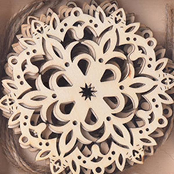 Träsnöflingor Ornament Rustik Juldekoration DIY Hantverk