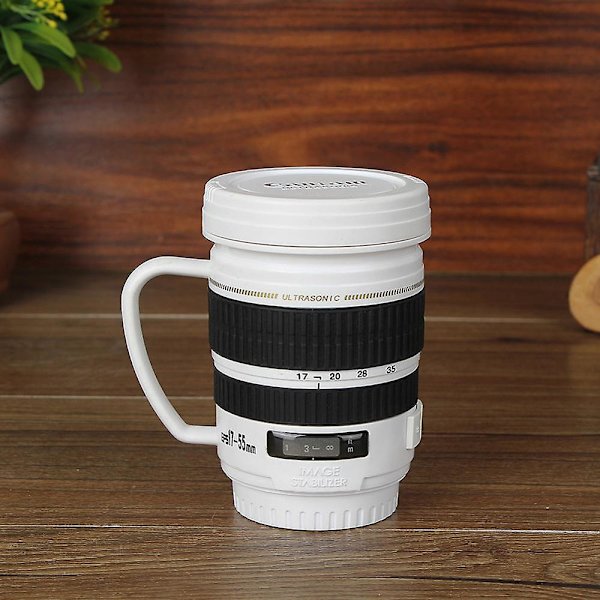 Kreativa Kaffekoppar i Rostfritt Stål Kamera Kaffelinskopp Vit Svart Kaffe Mjölk