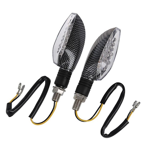 2 stk. 12v Carbon Motorcykel Motorcykel Led Blinklys Indikator Lys Gul Pære