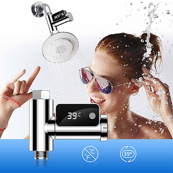 Spädbarnsbad LED-vattentermometer med 360 graders roterande display, 0,5隆忙 noggrannhet, PC ABS-material, 5-85隆忙 temperaturområde