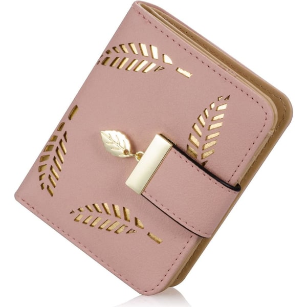 Dame Short Point Fashion Lommebok for kvinner Hule gullblad Små vesker Lommebok med stor kapasitet (rosa)