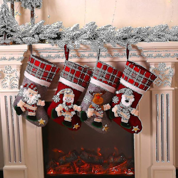 Christmas Stocking Set 4 Pieces Santa Boots Gift Bag