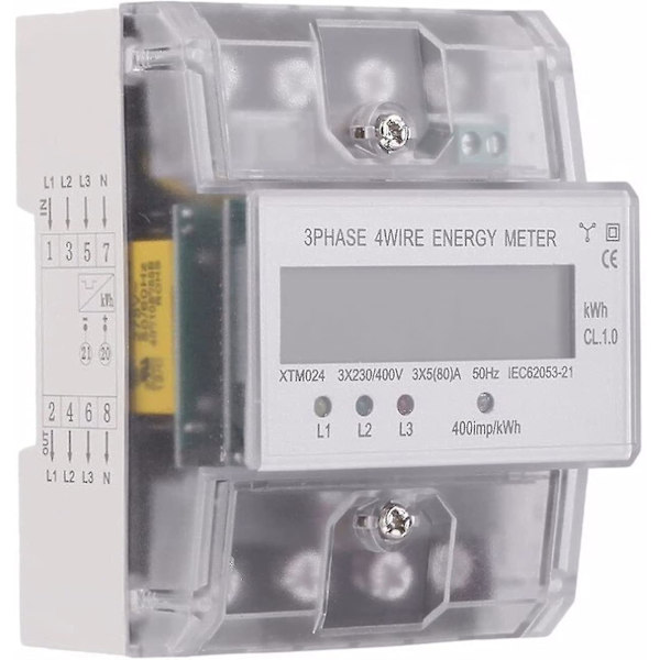Trefas elmätare Strömningsmätare Kalibrerad Energimätare Elektromätare LCD Digital Trefas 3-fas 4-tråd 5-100a 4p Kwh Ström Kalibrerad Energiförbrukning Fr