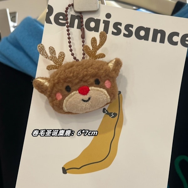 Tegneserie Plys Juledukke Doll Vedhæng Julemand Elg Snemand Nøglering Skoletaske Dekoration Vedhæng curly christmas tree bead chain