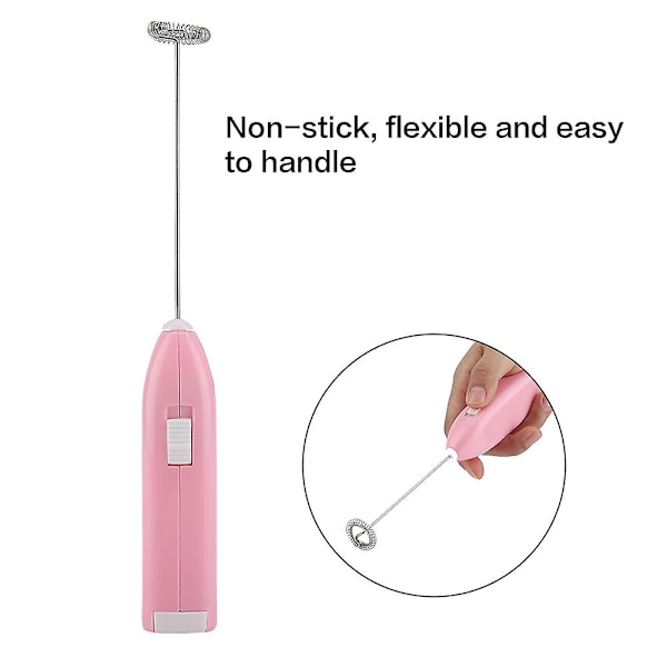 Elektrisk äggvisp och mjölkskummare för hushållsbruk (rosa)